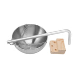 Sauna Bowl Stainless Steel Hanging Aromatherapy Oil Cup with Wooden Block for Sauna Room S 12cm - Front View