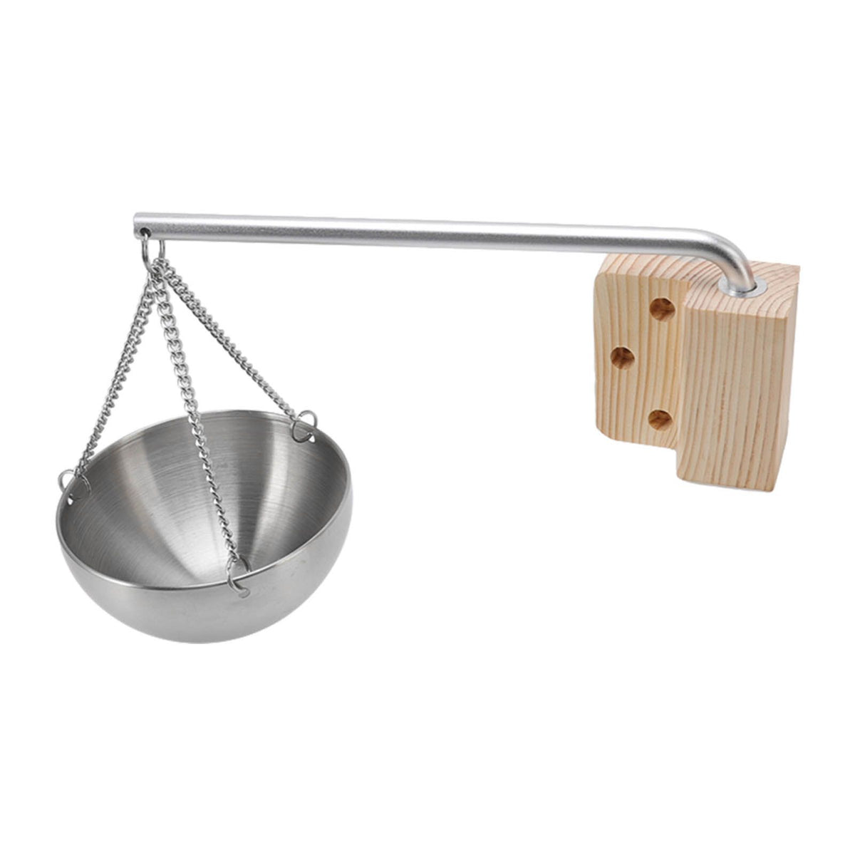 Sauna Bowl Stainless Steel Hanging Aromatherapy Oil Cup with Wooden Block for Sauna Room S 12cm