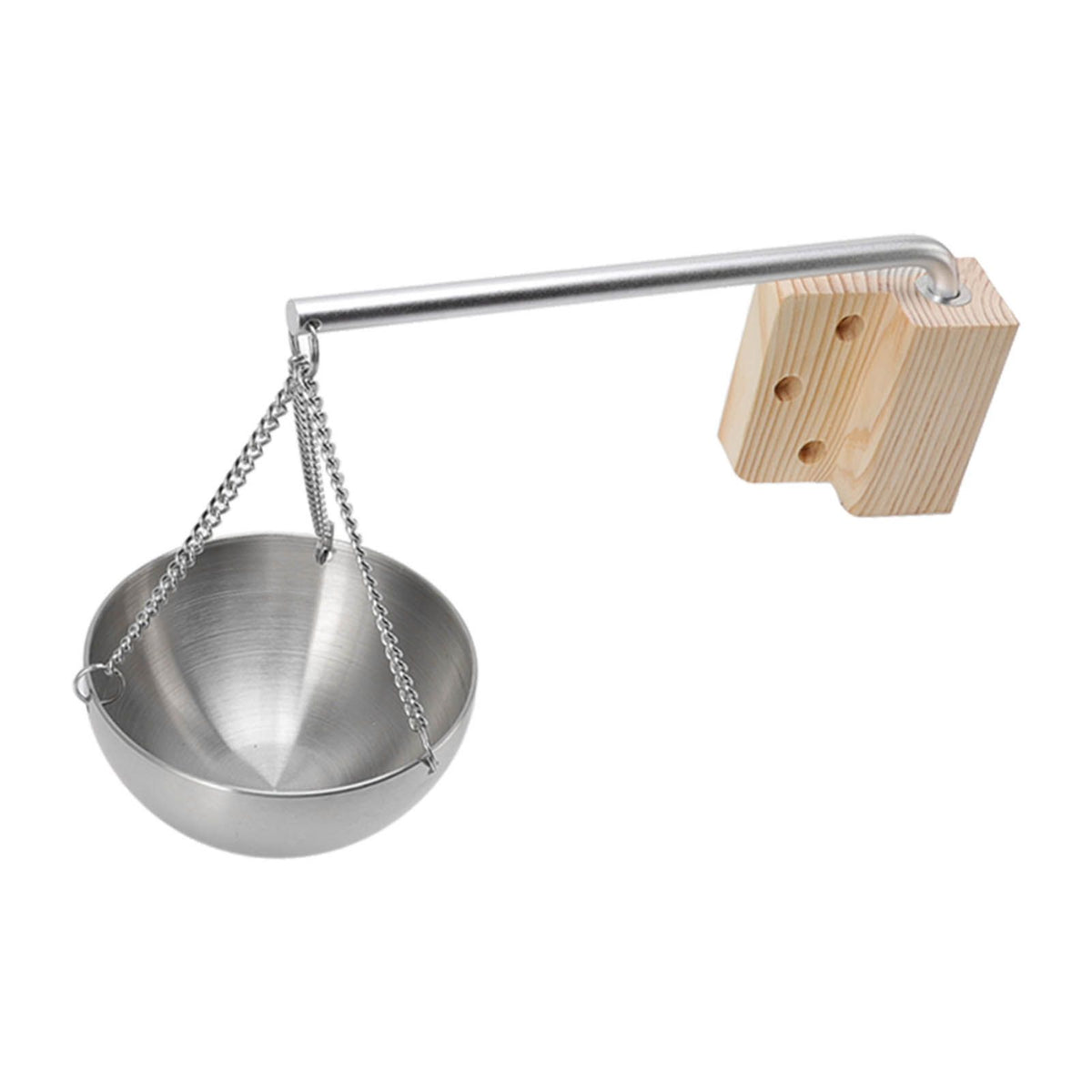 Sauna Bowl Stainless Steel Hanging Aromatherapy Oil Cup with Wooden Block for Sauna Room S 12cm