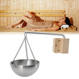 Sauna Bowl Stainless Steel Hanging Aromatherapy Oil Cup with Wooden Block for Sauna Room S 12cm