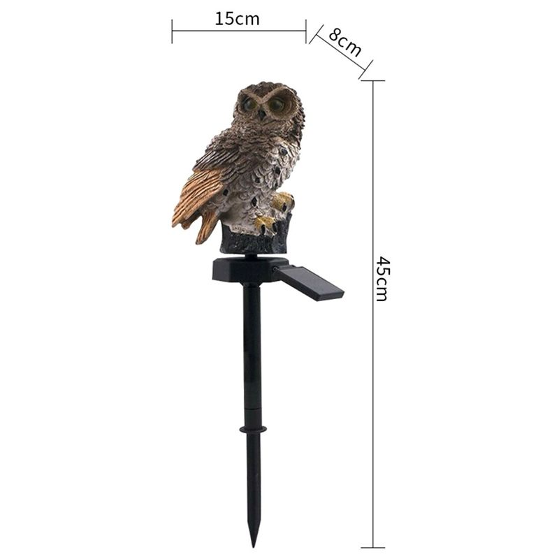 Outdoor Lamp LED Solar Waterproof Owl Figurine Garden Decoration for Backyard Patio Brown