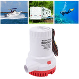 Bilge Pump Silent Boat Submersible DC Micro Drain Marine Sewage for Pond Pool 2000 GPH 12V