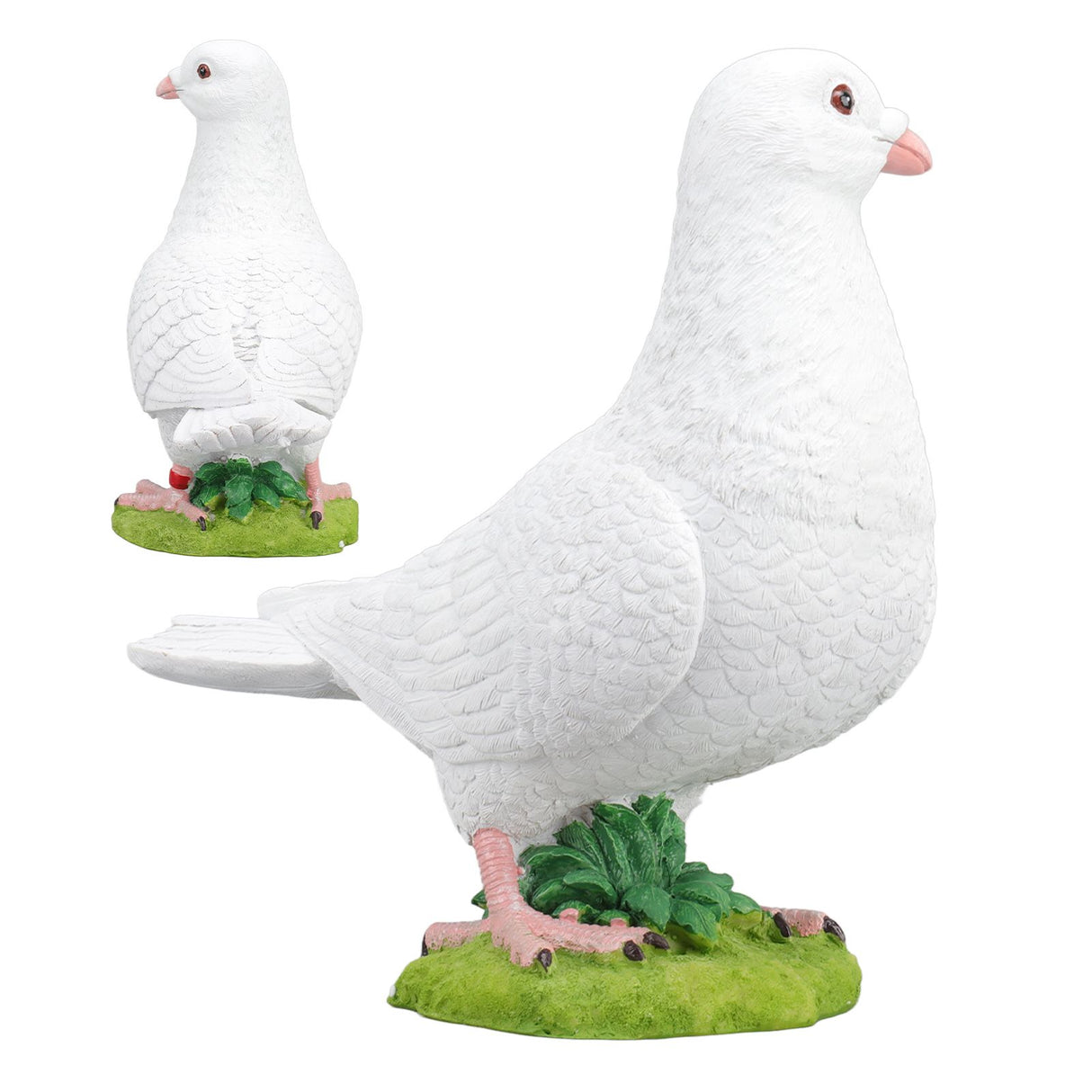Artificial White Doves Ornament High Simulation Resin White Feather Birds Ornaments for Garden Home Decoration Head Towards The Left White Dove