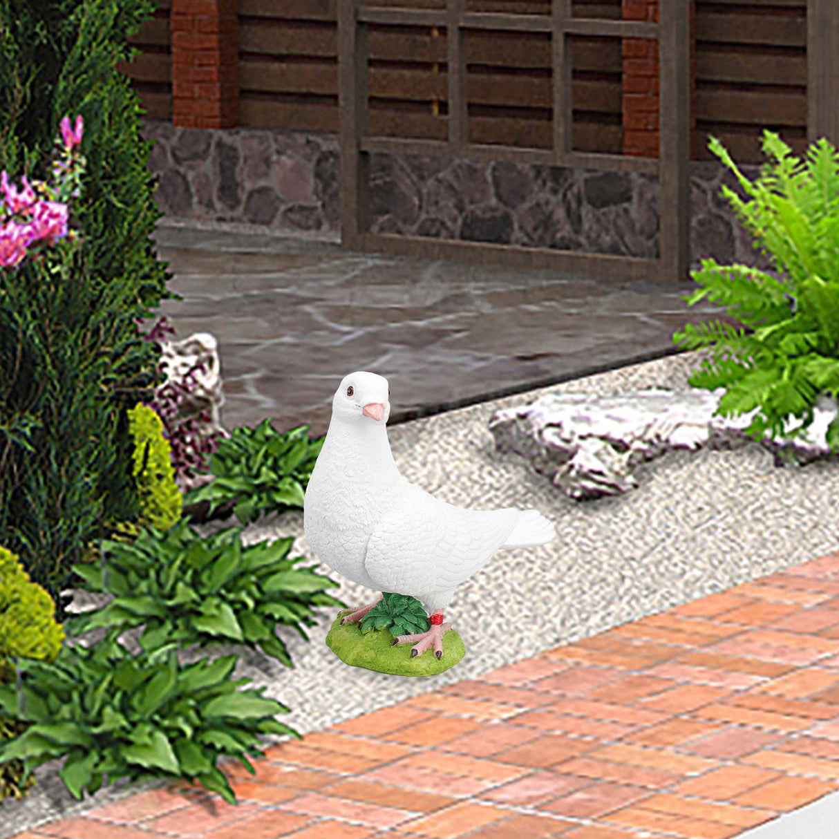 Artificial White Doves Ornament High Simulation Resin White Feather Birds Ornaments for Garden Home Decoration Head Towards The Left White Dove