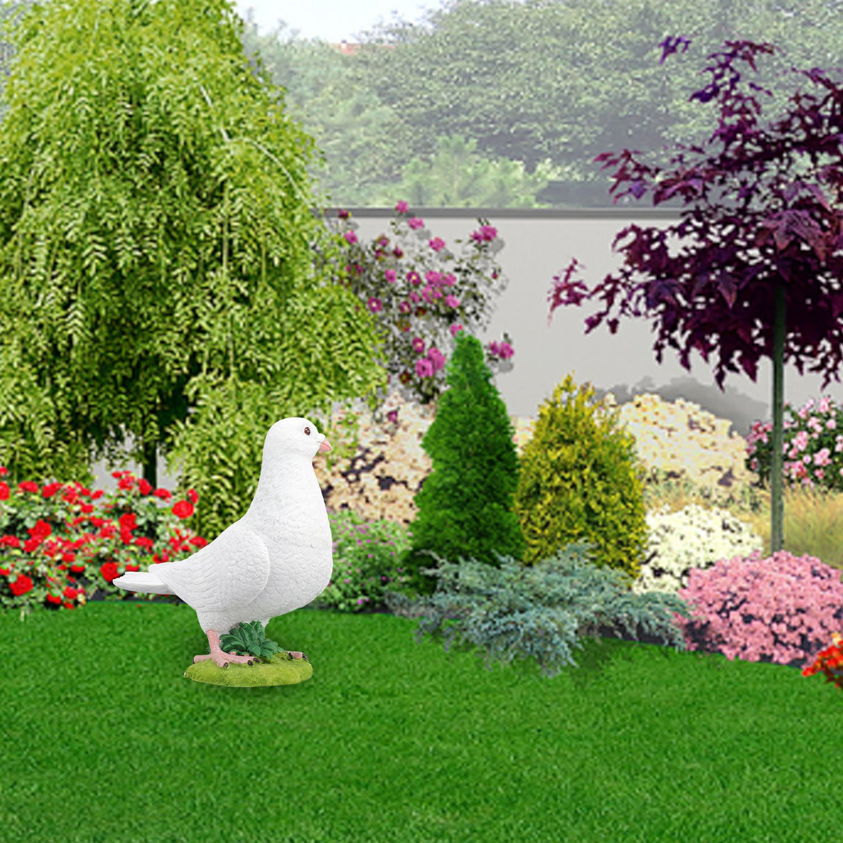 Artificial White Doves Ornament High Simulation Resin White Feather Birds Ornaments for Garden Home Decoration Head Towards The Left White Dove