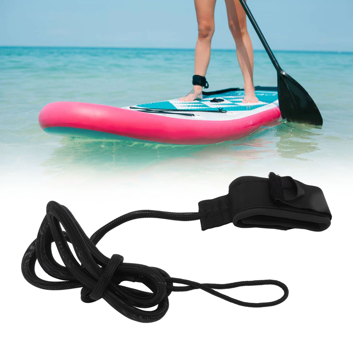 Surfboard Foot Rope Adjustable Ankle Cuffs Paddle Board Safety Lifeline Outdoor Accessories Black