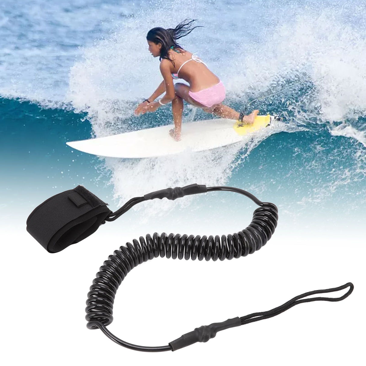 Elastic TPU Surfing Foot Rope High Strength Paddle Board Traction Ankle Rope for Water Sports