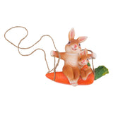 Ornament Brown Rabbit Carrot Swing Resin Modern Delicate Garden Home Decoration Gifts