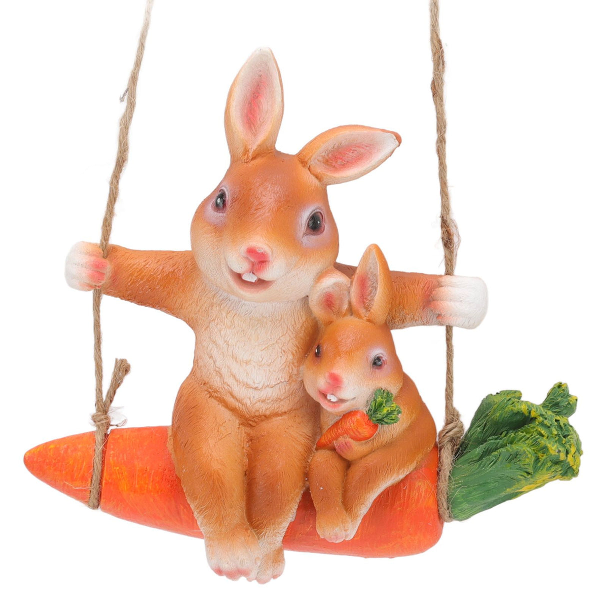 Ornament Brown Rabbit Carrot Swing Resin Modern Delicate Garden Home Decoration Gifts