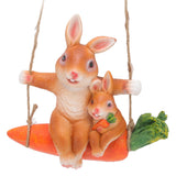 Ornament Brown Rabbit Carrot Swing Resin Modern Delicate Garden Home Decoration Gifts - Front View