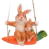 Ornament Brown Rabbit Carrot Swing Resin Modern Delicate Garden Home Decoration Gifts - 45-Degree Angle