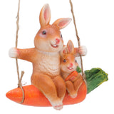 Ornament Brown Rabbit Carrot Swing Resin Modern Delicate Garden Home Decoration Gifts - Rear View