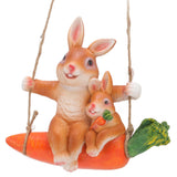 Ornament Brown Rabbit Carrot Swing Resin Modern Delicate Garden Home Decoration Gifts - Close-Up Angle