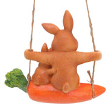 Ornament Brown Rabbit Carrot Swing Resin Modern Delicate Garden Home Decoration Gifts - Low Angle