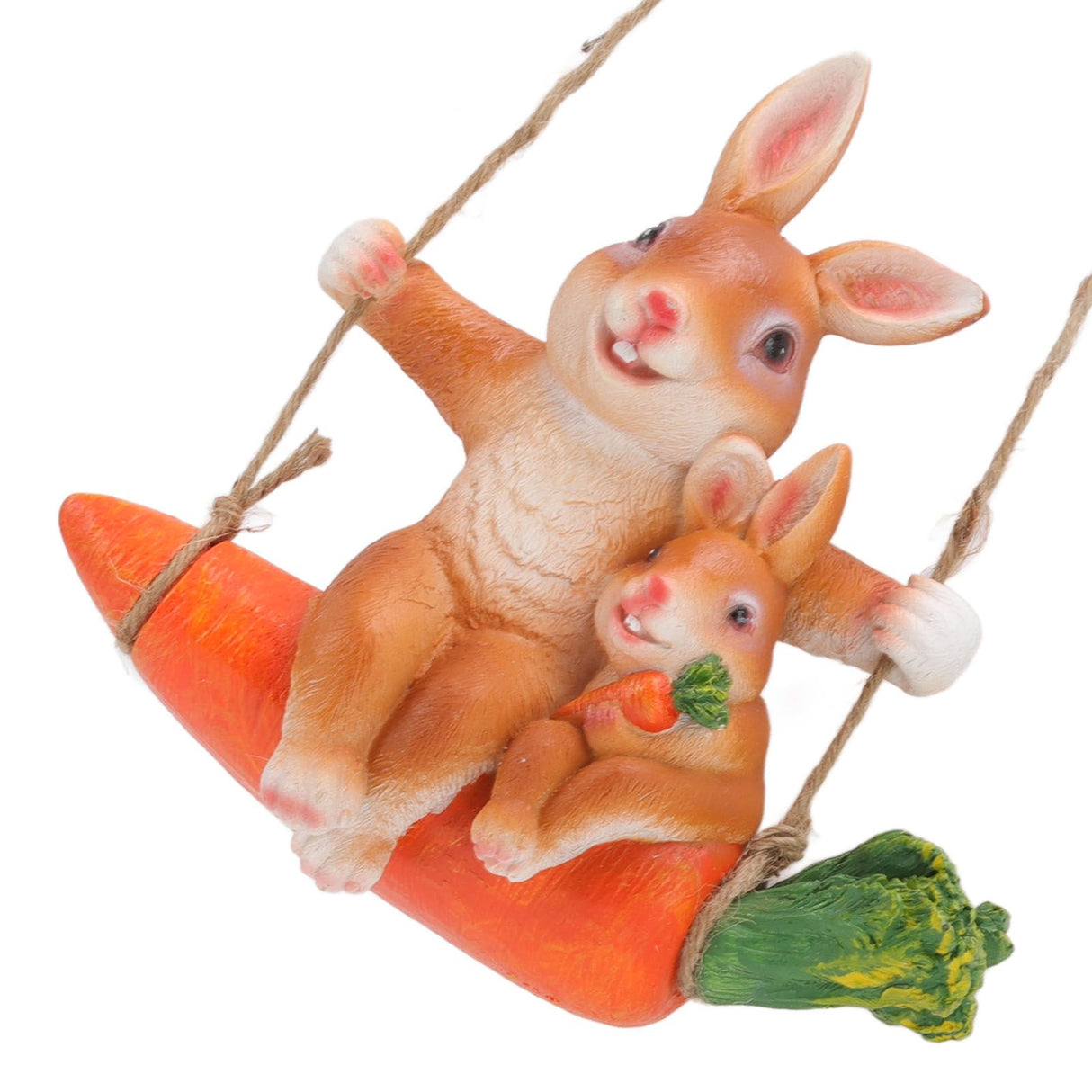 Ornament Brown Rabbit Carrot Swing Resin Modern Delicate Garden Home Decoration Gifts