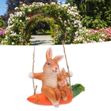 Ornament Brown Rabbit Carrot Swing Resin Modern Delicate Garden Home Decoration Gifts - Extra Image