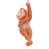 Swing Monkey Statue Ornament Resin Hand Painted Vivid Animal Sculpture Pendant for Garden
