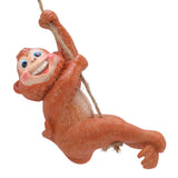 Swing Monkey Statue Ornament Resin Hand Painted Vivid Animal Sculpture Pendant for Garden