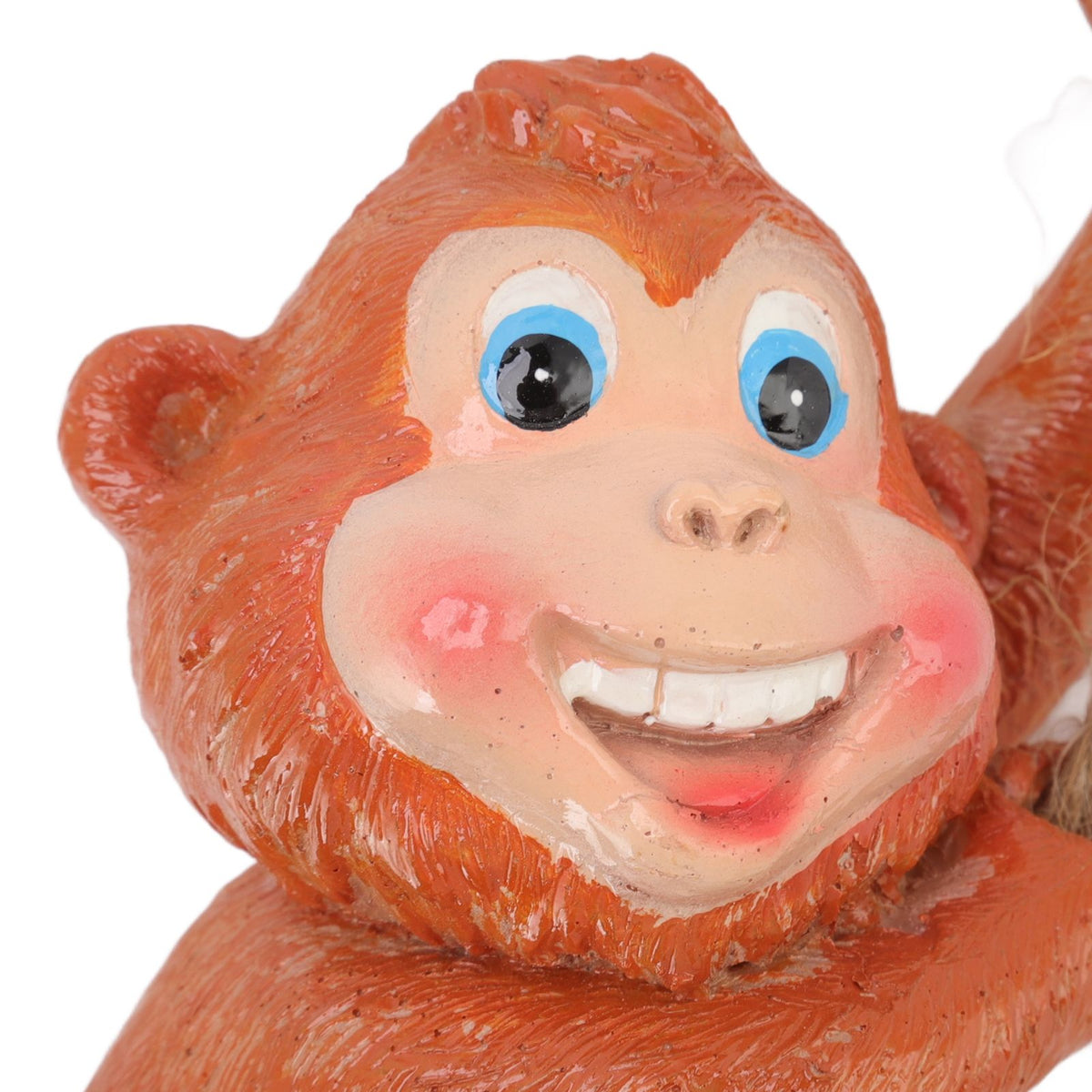 Swing Monkey Statue Ornament Resin Hand Painted Vivid Animal Sculpture Pendant for Garden