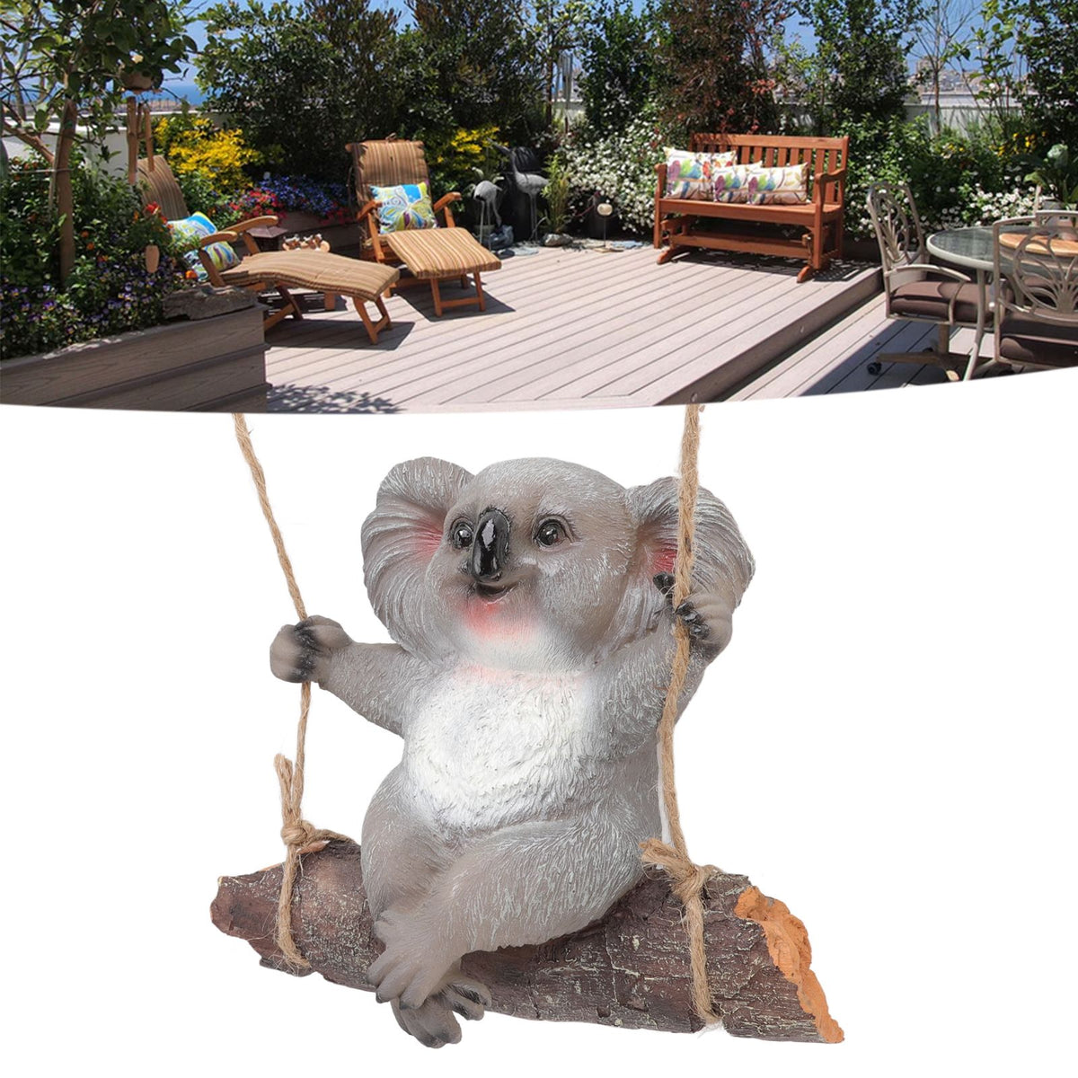 Swing Koala Sculpture Cartoon Synthetic Resin Animal Statues Decoration for Garden Decoration Accessories