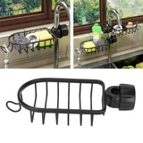 Hanging Faucet Storage Rack Adjustable Sink Dishcloth Sponge Drainer Rack for Kitchen Bathroom Black