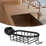 Hanging Faucet Storage Rack Adjustable Sink Dishcloth Sponge Drainer Rack for Kitchen Bathroom Black - Extra Image