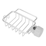 Kitchen Faucet Storage Rack Faucet Sponge Holder Hanging Drain Rack with Towel Shelf for Kitchen Sink Silver - Close-Up Angle