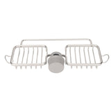 Faucet Storage Shelf Aluminum Plastic Two Containers with Towel Rod for Sponge Rag Kitchen Bathroom Silver