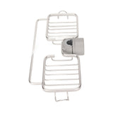 Faucet Storage Shelf Aluminum Plastic Two Containers with Towel Rod for Sponge Rag Kitchen Bathroom Silver - 45-Degree Angle