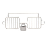 Faucet Storage Shelf Aluminum Plastic Two Containers with Towel Rod for Sponge Rag Kitchen Bathroom Silver