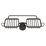 Faucet Storage Shelf Aluminum Plastic Two Containers with Towel Rod for Sponge Rag Kitchen Bathroom Black - Side View