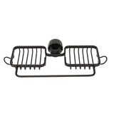 Faucet Storage Shelf Aluminum Plastic Two Containers with Towel Rod for Sponge Rag Kitchen Bathroom Black