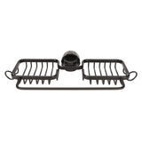 Faucet Storage Shelf Aluminum Plastic Two Containers with Towel Rod for Sponge Rag Kitchen Bathroom Black