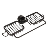 Faucet Storage Shelf Aluminum Plastic Two Containers with Towel Rod for Sponge Rag Kitchen Bathroom Black
