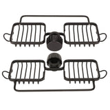 Faucet Storage Shelf Aluminum Plastic Two Containers with Towel Rod for Sponge Rag Kitchen Bathroom Black - Extra Image