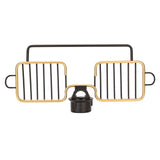 Faucet Storage Shelf Aluminum Plastic Two Containers with Towel Rod for Sponge Rag Kitchen Bathroom Black Gold - Side View