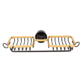 Faucet Storage Shelf Aluminum Plastic Two Containers with Towel Rod for Sponge Rag Kitchen Bathroom Black Gold