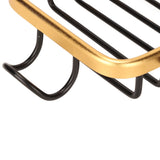 Faucet Storage Shelf Aluminum Plastic Two Containers with Towel Rod for Sponge Rag Kitchen Bathroom Black Gold - Extra Image