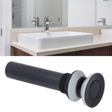 Waste Stopper Press Bounce Drain Assembly Non Overflow Stainless Steel Black for Basin Sink Bathroom - Extra Image