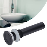Waste Stopper Press Bounce Drain Assembly Non Overflow Stainless Steel Black for Basin Sink Bathroom