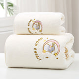 Bath Towel Coral Fleece Water Absorption Soft Thicken Shower Towel for Home Beach Beige 34x76