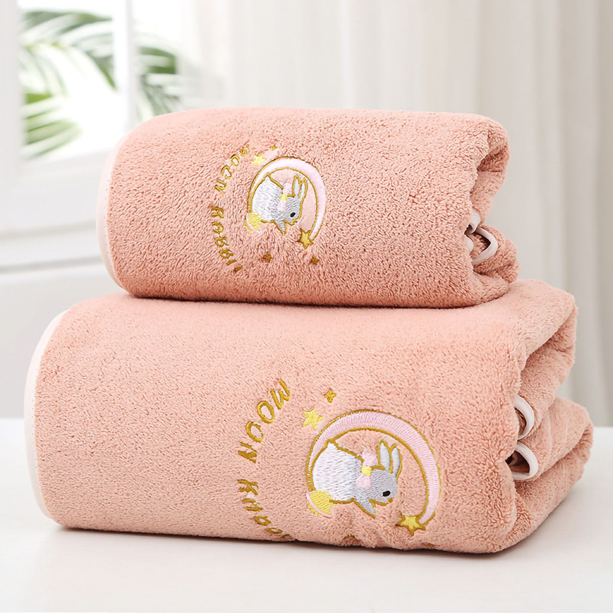 Bath Towel Coral Fleece Water Absorption Soft Thicken Shower Towel for Home Beach Pink 34x76