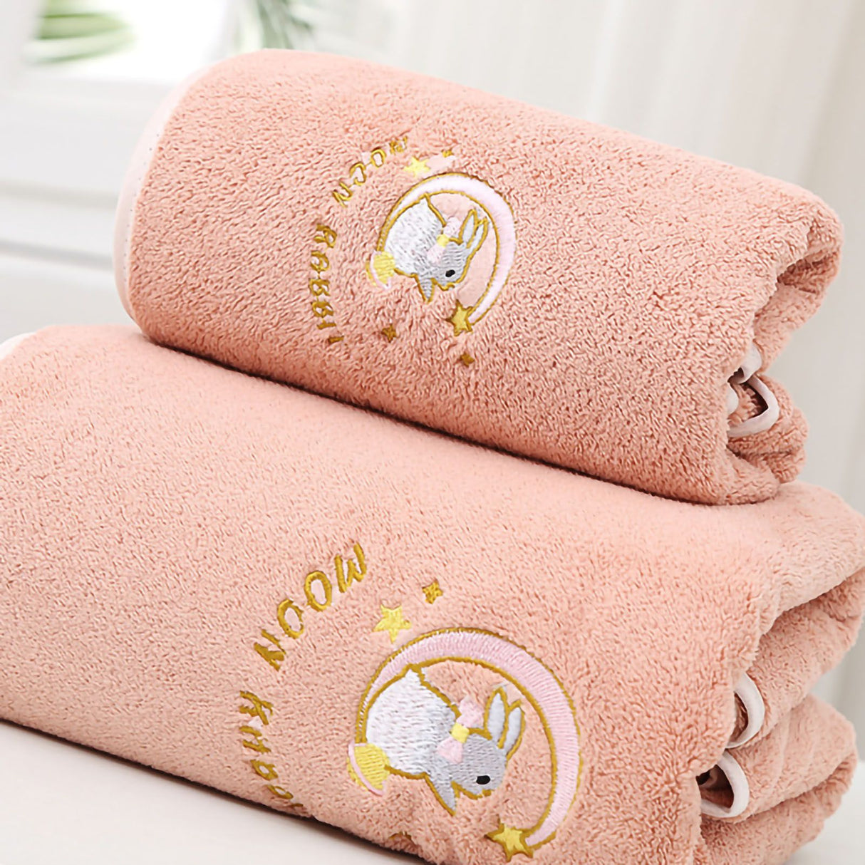 Bath Towel Coral Fleece Water Absorption Soft Thicken Shower Towel for Home Beach Pink 34x76
