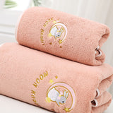 Bath Towel Coral Fleece Water Absorption Soft Thicken Shower Towel for Home Beach Pink 34x76