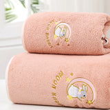 Bath Towel Coral Fleece Water Absorption Soft Thicken Shower Towel for Home Beach Pink 34x76