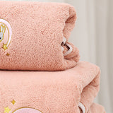 Bath Towel Coral Fleece Water Absorption Soft Thicken Shower Towel for Home Beach Pink 34x76