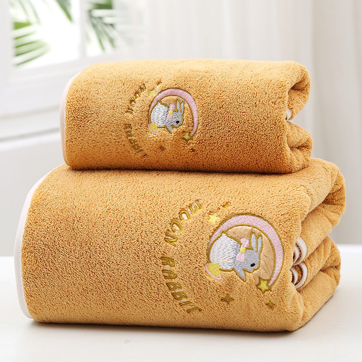Bath Towel Coral Fleece Water Absorption Soft Thicken Shower Towel for Home Beach Ginger Yellow 34x76