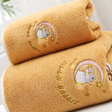 Bath Towel Coral Fleece Water Absorption Soft Thicken Shower Towel for Home Beach Ginger Yellow 34x76 - Front View