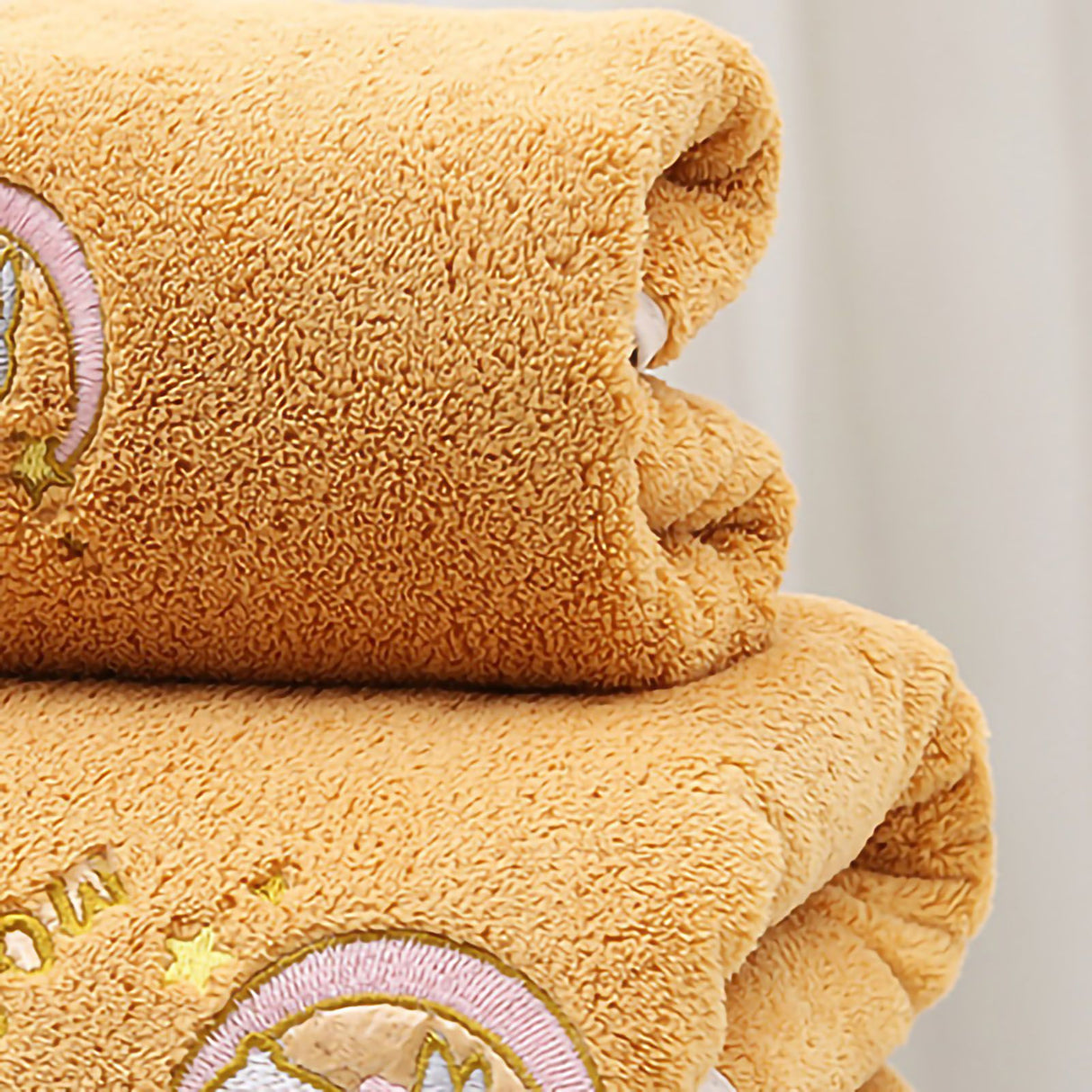 Bath Towel Coral Fleece Water Absorption Soft Thicken Shower Towel for Home Beach Ginger Yellow 34x76