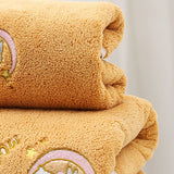 Bath Towel Coral Fleece Water Absorption Soft Thicken Shower Towel for Home Beach Ginger Yellow 34x76 - Top-Down View